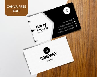 Professional Modern Business card Editable Business Card Template Minimalist Business Cards DIY Calling Card  Canva Template