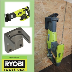 Ryobi Reciprocating Saw Wall Mount P514 3D printed, W/ Mounting Screws