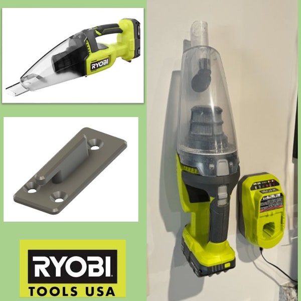 Ryobi 18v Vacuum PCL705 Wall Mount 3D printed, W/ Mounting Screws