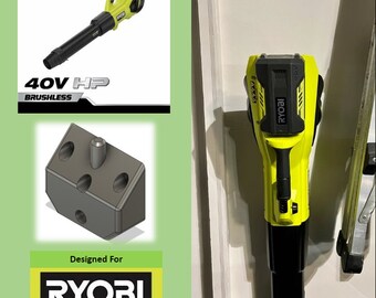 Ryobi 40v Leaf Blower Wall Mount RY404010 RY404013 RY404130 RY40100 3D printed, W/ Mounting Screws