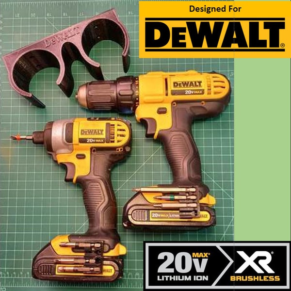 DeWalt Drill & Impact Driver Mount 3D Printed, W/ Mounting Screws