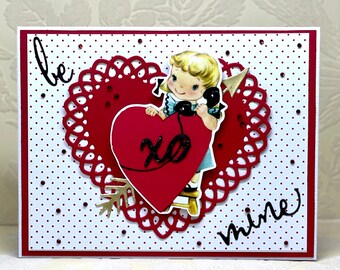 Valentines card, Love card, love you card, handmade card, unique card, 3D card, die cut card, be mine card, be my valentine card,