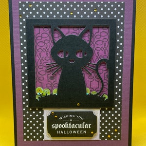 Cartão de Halloween, cartão de gato de Halloween, cartão divertido, cartão assustador, cartão feito à mão, cartão 3D, cartão Shaker, cartão exclusivo, cartão feito à mão