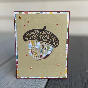 Cartão de outono, cartão de outono, cartão de Ação de Graças, cartão de agradecimento, cartão feito à mão, cartão 3D, cartão exclusivo, cartão cortado, cartão shaker, cartão de agradecimento,