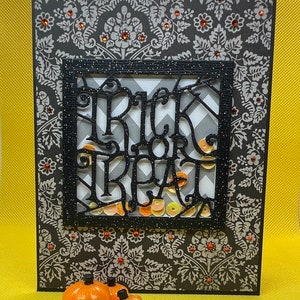 Cartão de Halloween, cartão assustador, cartão de abóbora, cartão feito à mão, cartão 3D, cartão shaker, cartão feito à mão, cartão exclusivo, cartão de doces ou travessuras