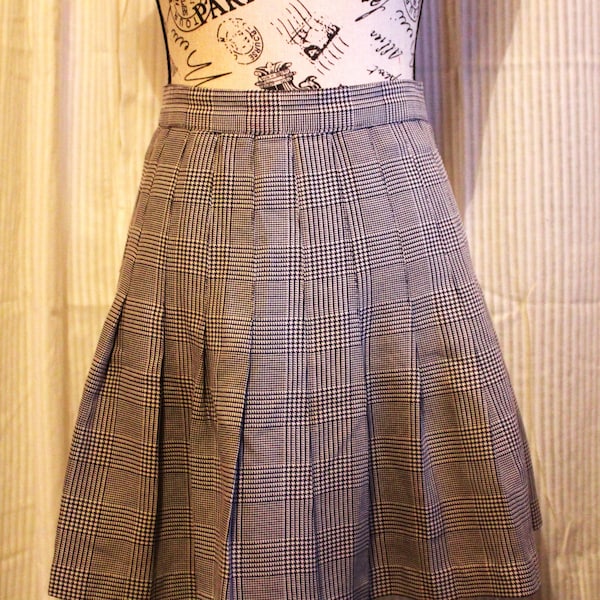 Vintage 1990's Plaid Houndstooth Mini Skirt - Made in the USA