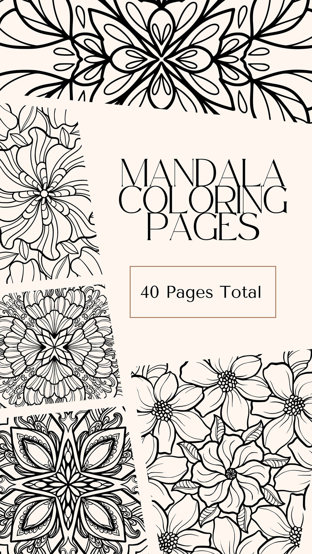40 Mandala Floral Coloring Pages - Downloadable - 40 Sheets - Etsy