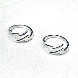 Lightening Bolt Ring, Stackable Rings, Silver Grunge Ring, Stainless Steel Goth Rings, Thunder Ring, Biker Rings, Punk Rings, Grunge Jewelry