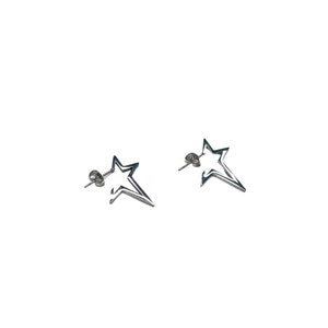 Rockstar Earrings, Silver Star Earrings, Punk Star Grunge Earrings, Asymmetric Star Earrings, Star Hook Earrings, Goth Star Earrings