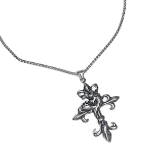 Fleur de Lis Cross Chain, Silver Cross Chain, Grunge Cross Necklace, Gothic Cross, Punk Cross, Y2K Cross, Grunge Jewelry, Punk Jewelry