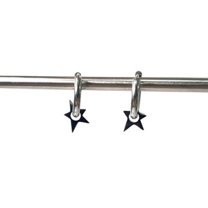 Asymmetrical Star Mini Hoops, Goth Star Earrings, Funky Silver Jewelry, Star Hoop Earrings, Y2K Earrings, Surgical Steel Earrings