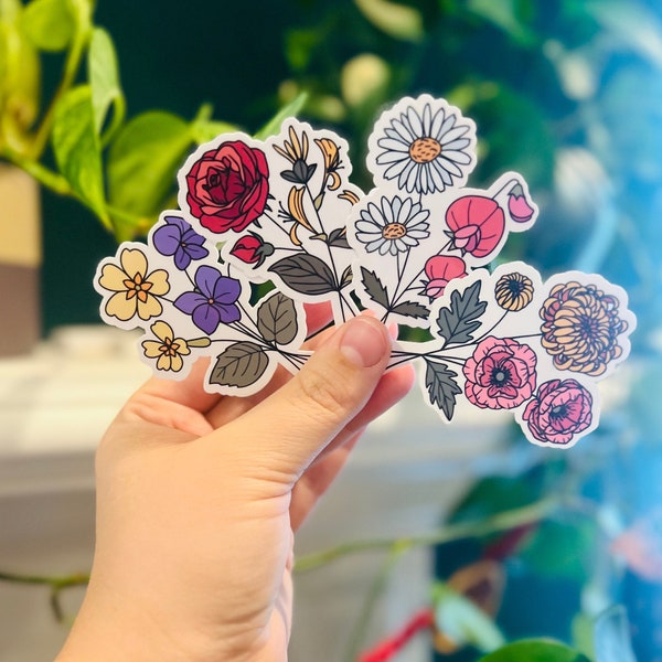 Birth month flower sticker, bundle of flowers for birth month stickers.