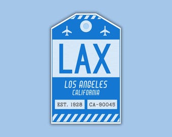 LAX Luggage Tag Sticker, Los Angeles Travel Decor