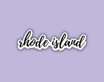 Rhode Island Cursive Travel Sticker, Vinyl Laptop Water Bottle Sticker, Scrapbook Tablet, Trendy Luggage Decal, Vintage Travel Inspired