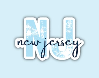 New Jersey State Travel Sticker, Multiple Colors, NJ State Code, Vinyl Laptop Water Bottle, Planner Journal, Places I've Been, Luggage Decal