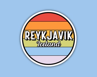 Reykjavik Iceland Travel Sticker, 2.5" Multiple Colors, Vinyl Laptop Water Bottle Journal, Collectible Places I've Been, Luggage Decal