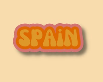 Spain Travel Sticker, Multiple Colors, Vinyl Laptop Water Bottle Sticker, Places I've Been, Trendy Luggage Decal, Vintage Travel Inspired