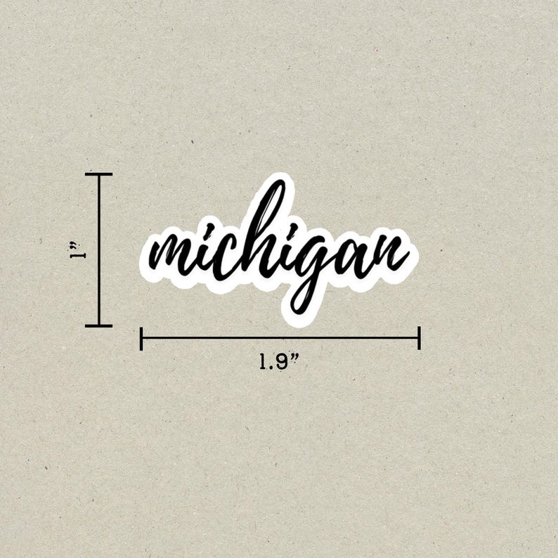 Michigan In Cursive Michigan Cursive Travel Sticker, Vinyl Laptop Water Bottle Sticker ...