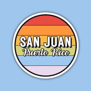 San Juan Puerto Rico Travel Sticker, 2.5&quot; Multiple Colors, Laptop Water Bottle Planner Journal, Collectible Places I&#39;ve Been Luggage Decal