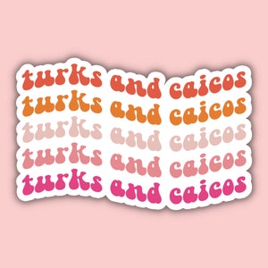 Turks and Caicos Retro Travel Sticker, Multiple Colors, Vinyl Laptop, Water Bottle, Planner Journal Sticker, Places I&#39;ve Been, Luggage Decal