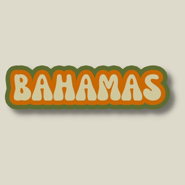 Bahamas Travel Sticker, Multiple Colors, Vinyl Laptop Water Bottle Sticker, Places I've Been, Trendy Luggage Decal, Vintage Travel Inspired