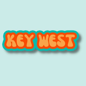 Key West Travel Sticker, Multiple Colors, Vinyl Laptop Water Bottle Sticker, Places I&#39;ve Been, Trendy Luggage Decal, Vintage Travel Inspired