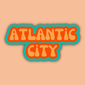 Atlantic City Travel Sticker, Multiple Colors, Vinyl Water Bottle Sticker, Places I&#39;ve Been, Trendy Luggage Decal, Vintage Travel Inspired