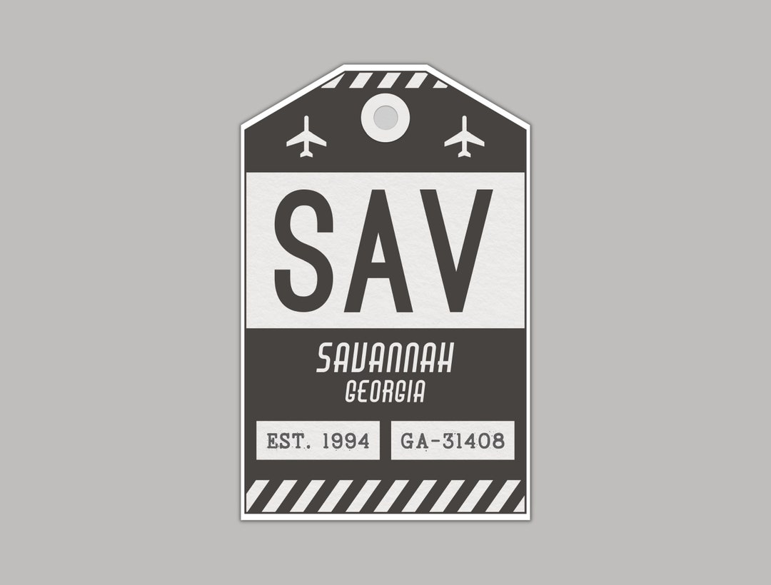 Sav Sticker SAV Savannah Georgia Airport Sticker • Vintage Luggage Tag Decal ...