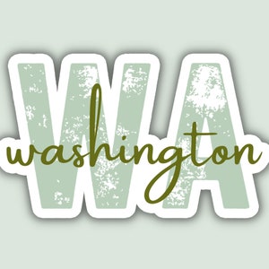 Washington State Travel Sticker, Multiple Colors, WA State Code, Vinyl Laptop Water Bottle Planner Journal, Places I&#39;ve Been, Luggage Decal