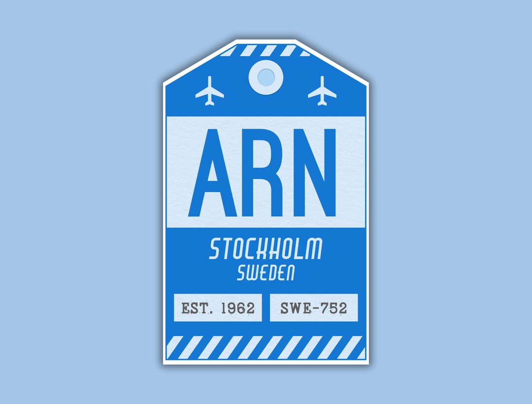 ARN Stockholm Sweden Luggage Tag Sticker / Airport Code Baggage Decal ...
