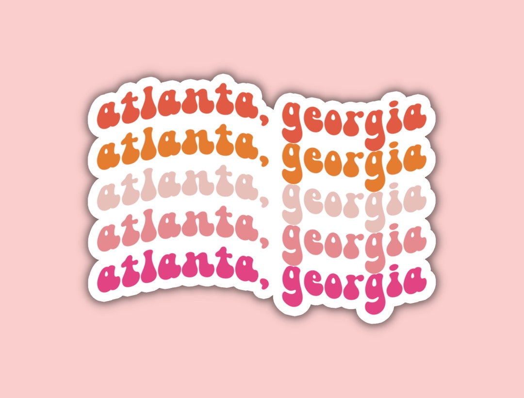 Atlanta Georgia Retro Travel Sticker, Multiple Colors, Vinyl Laptop ...