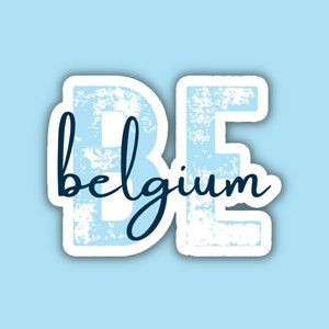 Belgium Travel Sticker, Multiple Colors, BE Country Code, Vinyl Laptop, Water Bottle, Planner Journal, Places I&#39;ve Been, Luggage Decal