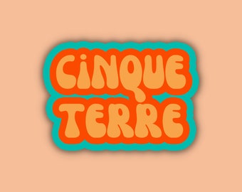 Cinque Terre Travel Sticker, Multiple Colors, Vinyl Water Bottle Sticker, Places I've Been, Trendy Luggage Decal, Vintage Travel Inspired