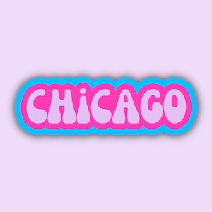 Chicago Travel Sticker, Multiple Colors, Vinyl Laptop Water Bottle Sticker, Places I've Been, Trendy Luggage Decal, Vintage Travel Inspired