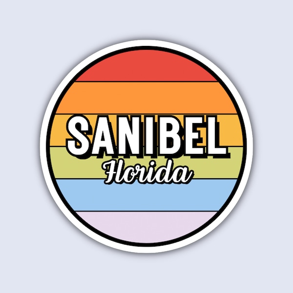 Sanibel Florida Travel Sticker, 2.5" Multiple Colors, Laptop Water Bottle Journal, Collectible Places I've Been Luggage Decal