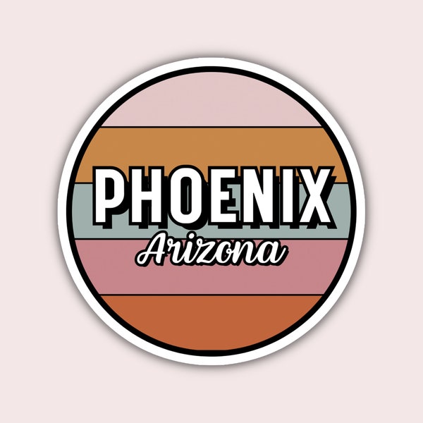 Phoenix Arizona Travel Sticker, 2.5" Multiple Colors, Laptop Water Bottle Journal Planner, Collectible Places I've Been Luggage Decal