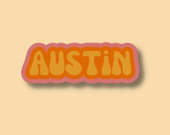 Austin Travel Sticker, Multiple Colors, Vinyl Laptop Water Bottle Sticker, Places I've Been, Trendy Luggage Decal, Vintage Travel Inspired