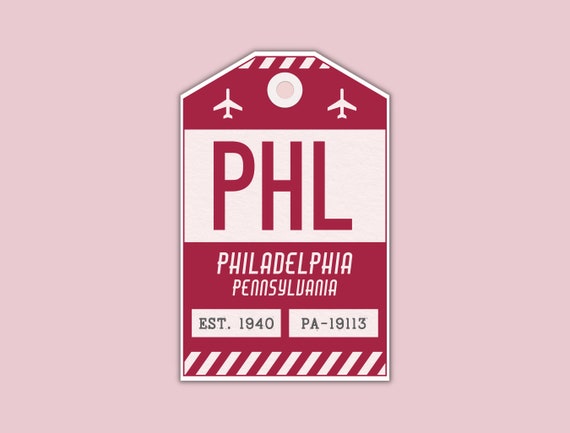 PHL Philadelphia Pennsylvania Luggage Tag Sticker / Airport Code Baggage Decal / Collectible Travel Decor / Vintage Inspired Design