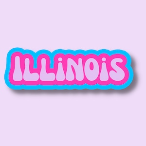 Illinois Travel Sticker, Multiple Colors, Vinyl Laptop Water Bottle Sticker, Places I've Been, Trendy Luggage Decal, Vintage Inspired