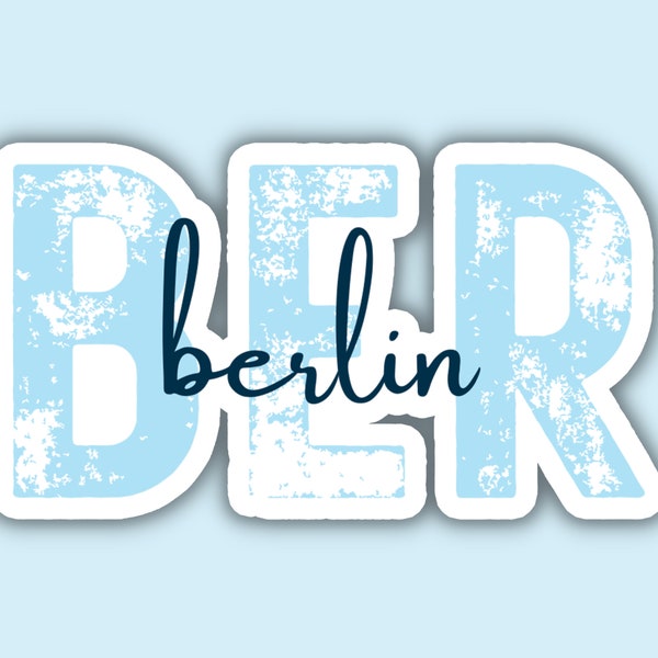 BER Berlin Airport Code Travel Sticker, Multiple Colors, Vinyl Laptop Water Bottle, Planner Journal, Places I've Been, Luggage Germany Decal