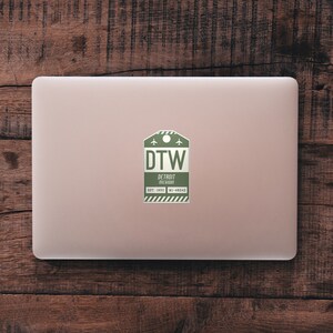 DTW Detroit Michigan Luggage Tag Sticker / Airport Code Baggage Decal ...