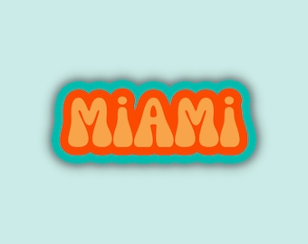 Miami Travel Sticker, Multiple Colors, Vinyl Laptop Water Bottle Sticker, Places I've Been, Trendy Luggage Decal, Vintage Travel Inspired