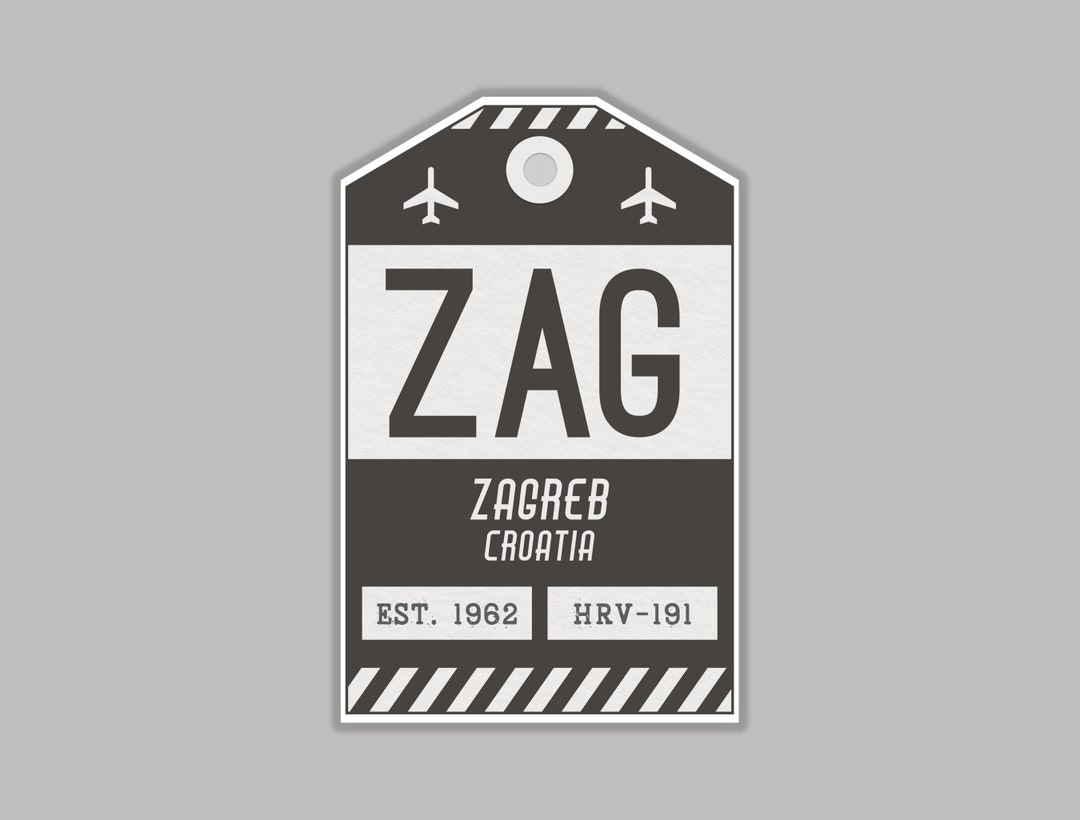 ZAG Zagreb Croatia Luggage Tag Sticker / Airport Code Baggage Decal