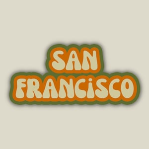 San Francisco Travel Sticker, Multiple Colors, Vinyl Laptop Water Bottle Sticker, Places I&#39;ve Been, Trendy Luggage Decal, Vintage Inspired