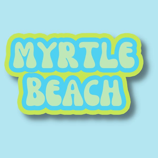 Myrtle Beach Sticker, Multiple Colors, Vinyl Laptop Water Bottle Sticker, Places I've Been, Trendy Luggage Decal, Vintage Travel Inspired