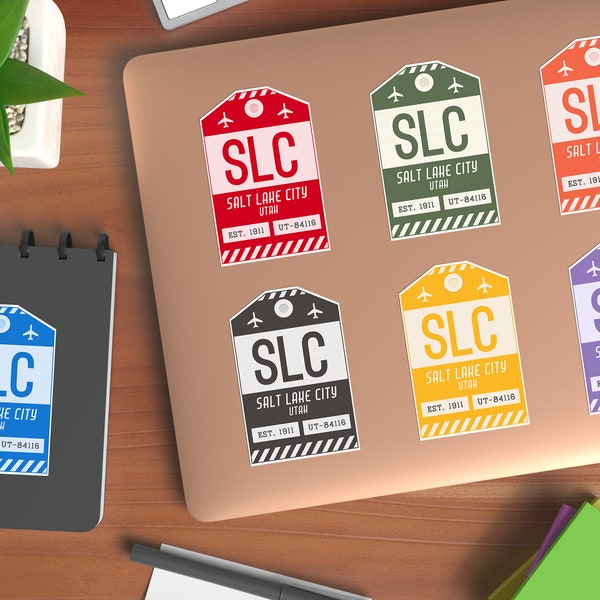 SLC Salt Lake City Utah Luggage Tag Sticker / Airport Code Baggage Decal / Collectible Travel Decor / Vintage Inspired Design