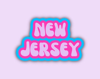 New Jersey Travel Sticker, Multiple Colors, Vinyl Laptop Water Bottle Sticker, Places I've Been, Trendy Luggage Decal, Vintage Inspired