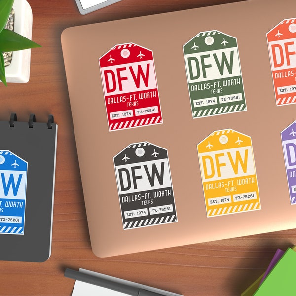 DFW Dallas Fort Worth Texas Luggage Tag Sticker / Airport Code Baggage Decal / Collectible Travel Decor / Vintage Inspired Design