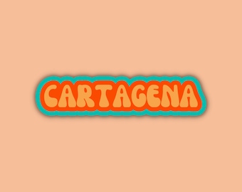 Cartagena Travel Sticker, Multiple Colors, Vinyl Laptop Water Bottle Sticker, Places I&#39;ve Been, Trendy Luggage Decal Vintage Travel Inspired