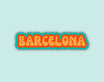 Barcelona Travel Sticker, Multiple Colors, Vinyl Laptop Water Bottle Sticker, Places I've Been, Trendy Luggage Decal, Vintage Inspired